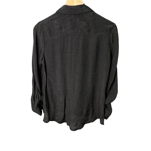 Cocomo Womens‎ Petite L Sheer Black Button-Up Shirt Rhinestone Long Sleeve - Picture 9 of 12